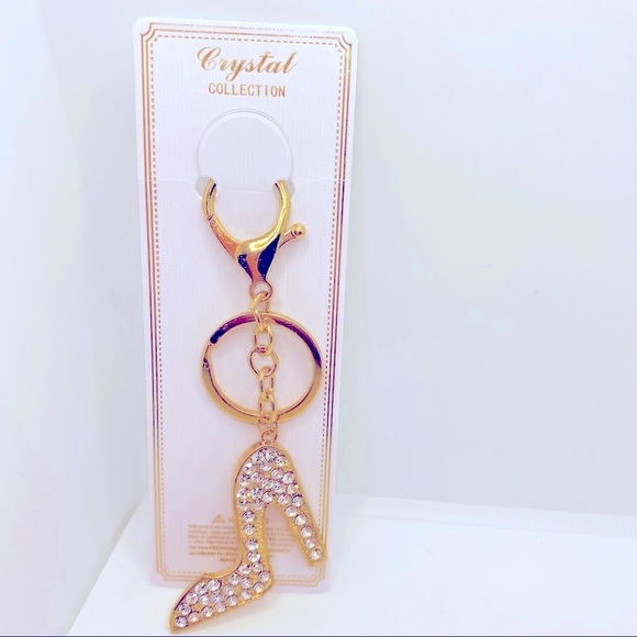 Key Chain Purse Charm Stilletto Crystals set in Golden tone. VERY BRILLI… - Picture 6 of 6